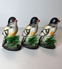 Lot Of 3 Inarco Japan Realistic Multi Colored Song Birds W/Holly Small Figurines picture