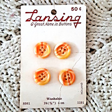Vintage Lansing 4 Hole Candy Corn Yellow 4 Plastic Buttons Original Card Holland picture