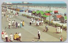 Atlantic City New Jersey Boardwalk View Vintage Chrome Postcard Beach Shoreline picture