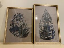 A Pair Of Gold Framed Scherenschnitte Papercut Indian God Silhouettes picture