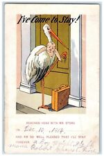 1914 Stork Delivering Baby I've Come To Stay Dillard Oregon OR Antique Postcard picture