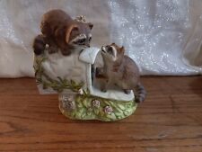 Vintage Masterpiece Porcelain Homco Raccoons at Mailbox / 1987/ Hand Painted picture