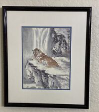 VINTAGE LEE NGO SIGNED ASIAN CHINESE TIGER FRAMED LITHOGRAPH picture