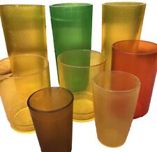 8 VTG 70s 80s Acrylic Cups Juice Tumbler Plastic Glasses Stacking Drink Ware MCM picture
