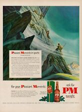 1951 PM Blended Whiskey Alcohol Vintage Print Ad Sports Mountain Snow Climbing picture