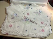 4 Antique 20s Floral Embroidered Crocheted Linen Table Runners / Dresser Scarves picture