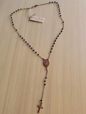 NWT Mia Fiore Sterling Silver Rosary Black Beads picture