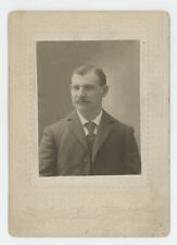 Antique Circa 1900s Cabinet Card Dapper Man With Mustache Biles Fostoria, OH picture