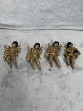 Vintage African American Angel Christmas Blow Mold Ornaments Lot of 4 picture