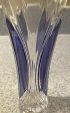 Vtg. Leaded Glass Vase with Blue Panels and Diamond Shaped Designs ~ picture
