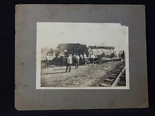 Atq 1900's Texas Railroad Locomotive Train Wreckage Wreck Matted Photo picture