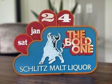 Rare Vintage 1973 Schlitz Bull Flip Date Calendar Advertising Beer Sign picture