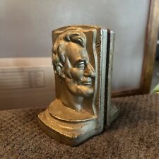 Rare Abraham Lincoln Bronze Bust Profile Bookends/Door Stops picture