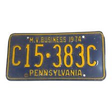 Vintage 1974 Pennsylvania License Plate Tag  MV Business C15-383C Man Cave Barn picture