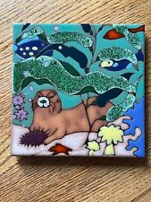 Triton Tile / Trivet Otter Sea Fish Marine Life -  Hand Painted USA picture