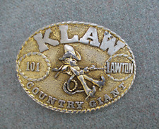 VTG 1970s-80s KLAW 101 COUNTRY MUSIC RADIO STATION BELT BUCKLE LAWTON, OKLAHOMA picture