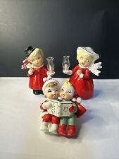 Vintage CHRISTMAS LOT/3 Figurines Boy & Girl Lanterns Ceramic Japan Lefton picture