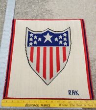 Vintage Circa 1960s Cross Stitch Army General Adjunct Patriotic Shield Flag RAK picture