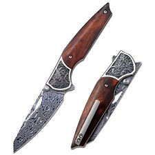 REMETTE Damascus Pocket Knife Father's Day Gift,All-Titanium Structure EDC Fo... picture