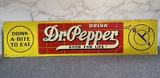 Vintage DR PEPPER Metal Embossed Sign Drink A Bite To Eat Soda Pop Advertising picture