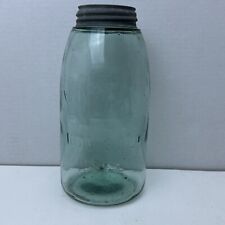 Mason's Jar Early Antique Aqua Blue Patent Nov 30th 1858 with Lid Half Gallon 9” picture