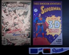 Superman Red Blue 1 DC Signed 3X #d COA Jurgens Breeding Rubinstein w 3D Glasses picture