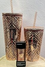 New Starbucks 2023 Winter Holiday Jeweled 24oz Tumbler Cold Cups Set - Rose Gold picture