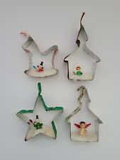 Vintage Handmade Cookie Cutter Christmas Ornaments with Plastic Figurines picture
