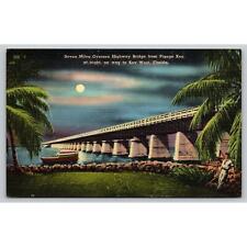 Postcard FL Key West Seven Miles Oversea Highway Bridge At Night picture