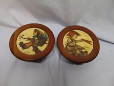 2 antique Reuge Swiss Musical movement plaques Edelweiss Doctor Zhivago wooden picture