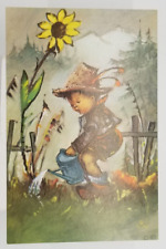 Alfred Mainzer Little Folks CHILD WATERING FLOWER Sunflower Unused Postcard picture