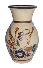 Vtg Mexican Pottery Vase Hand Painted Ceramic Bird Tonala Style Stoneware 8