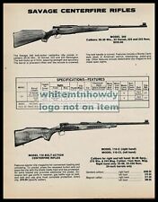 1984 SAVAGE Model 340 and 110 Centerfire Rifle Original PRINT AD picture