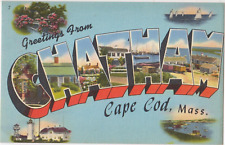 GREETINGS FROM CHATHAM MA, LARGE LETTER LINEN, CAPE COD MA picture