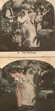 Atq Stereoscope Stereograph (2) Photo Cards Color LItho Late 19th Century Kiss picture