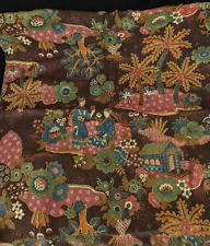 VINTAGE 1970's 2 yards Fabric Remnant Lightweight Boho Brown Sage Flowers Garden picture