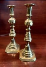 Antique Early American Brass Candlesticks- Circa 1860- Made in England- 11