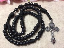 Catholic Paracord Rosary-Black Beads Rosary -Pardon Crucifix -  Handmade picture