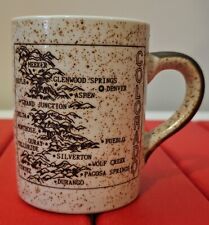 RARE Vtg Colorado Ceramic Coffee Mug Cup Mountain Backdrop Hummingbird City Map picture