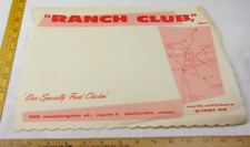 Ranch Club Inc. Fried Chicken Plainville Mass 1950s paper placemat picture