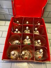 Vintage JC Penney 12 Days of Christmas Porcelain Bell Ornaments Complete Set Box picture