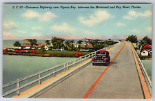 c1940s Overseas Highway Pigeon Key West Florida Vintage Linen Postcard picture