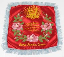 Vintage WWII Army Camp Fannin Sister Souvenir Pillow Painted Roses Signed picture
