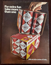 1967 COCA COLA Vintage Print Ad Coke Extra Carton 6 Pack picture