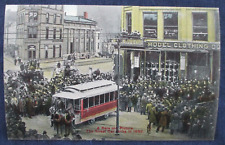 ca1910 Postcard Indianapolis Indiana Trolley Big Crowd 1892 Street Car Strike picture