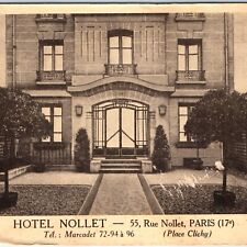 c1930s Paris, France Hotel Nollet Advertising Postcard Stone Place Clichy A121 picture