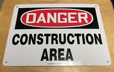 Vintage Danger Construction Area Real Metal Enamel Sign 14