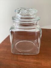 Vintage Square Apothecary Jar With All Glass Lid 6.5” Tall 4.5” Square picture