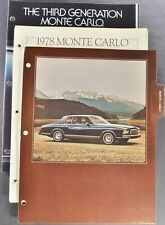 1978 Chevrolet Monte Carlo Data Book Section Landau Coupe Excellent Original 78 picture