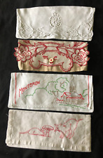 Job Lot Antique and Vintage French Hand Embroidered Linen Sewing Purses Bags picture